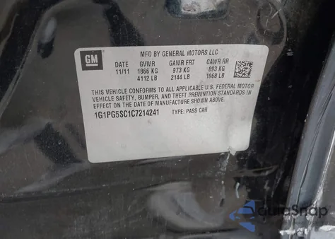 2012 Chevrolet Cruze 2Lt z USA, uszkodzony, nr VIN 1G1PG5SC1C7214241